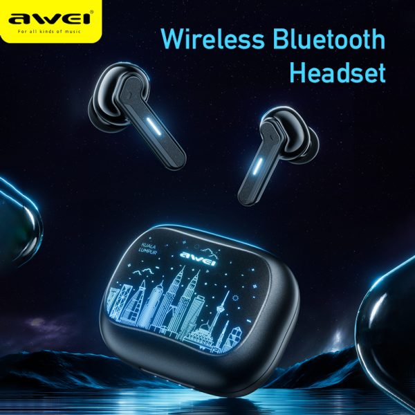 Awei T53 TWS Bluetooth Earphones 5.3 Gaming Wireless Colorful Light Earbuds - Image 2