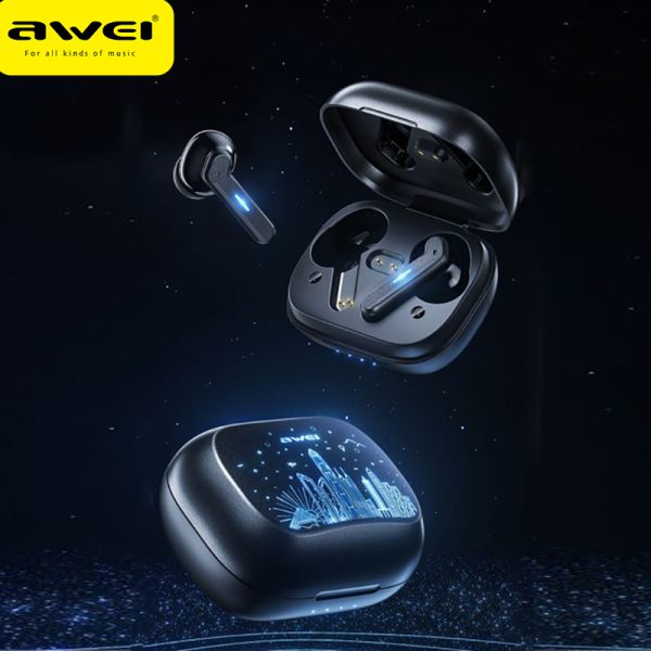 Awei T53 TWS Bluetooth Earphones 5.3 Gaming Wireless Colorful Light Earbuds - Image 3