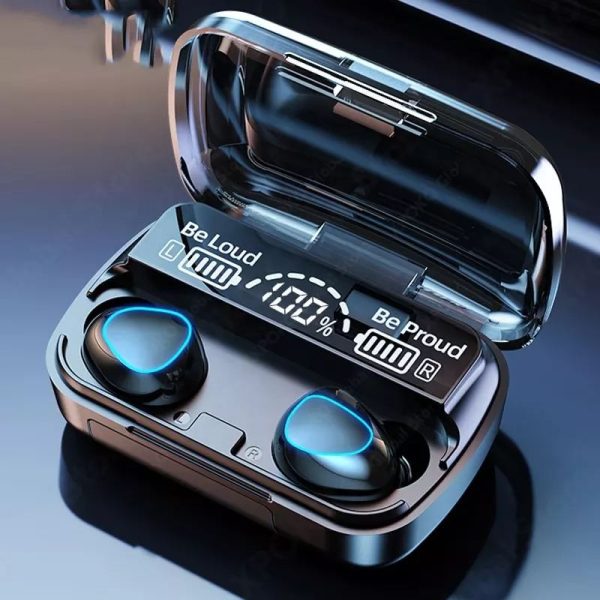 M10 TWS Earphone 9D Stereo LED Digital Display Touch CVC8.0 Digital Noise Reduction Technology (With 2000mAh Mini Power Bank Charging Box)