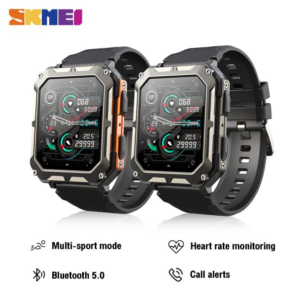 SKMEI 2022 Smart Watch C20 Rugged Watch 1.71-inch Full Touch Screen 380MAH For Men Women Outdoor Sports 5ATM Waterproof Smartwatch for Ios Android Xiaomi Oppo Vivo